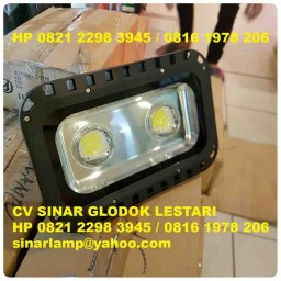 Lampu sorot led 2 x 50 watt lensa mata cembung